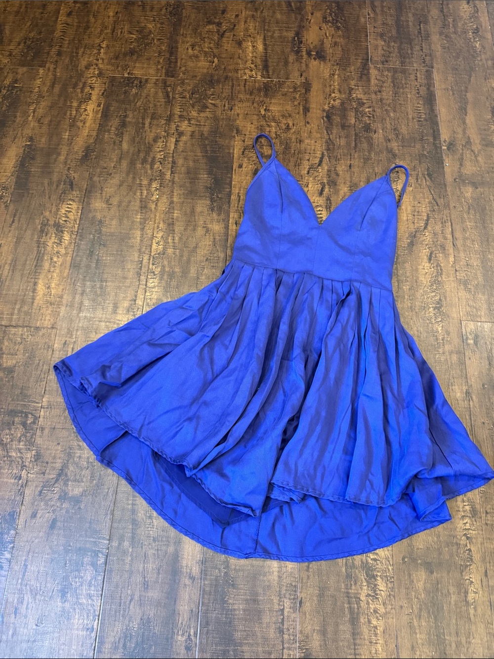 NBD XS spaghetti strap, blue mini dress